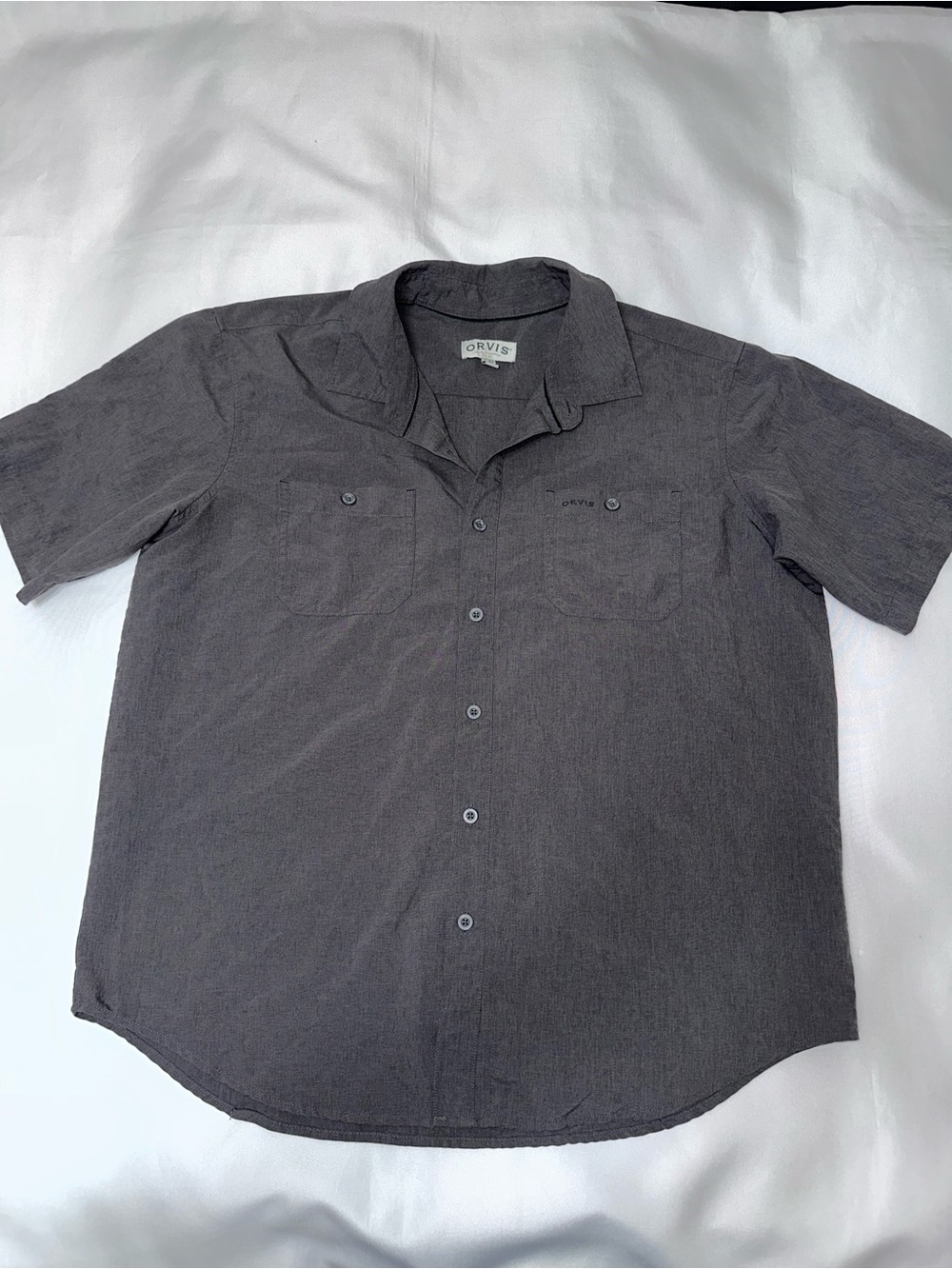 Orvis Men's Short-Sleeve Button-Down Shirt Charcoal gray size XL outdoors
